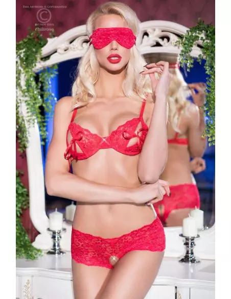 Vörös Open Bra 3 db-os Szett L Együttesek Chilirose