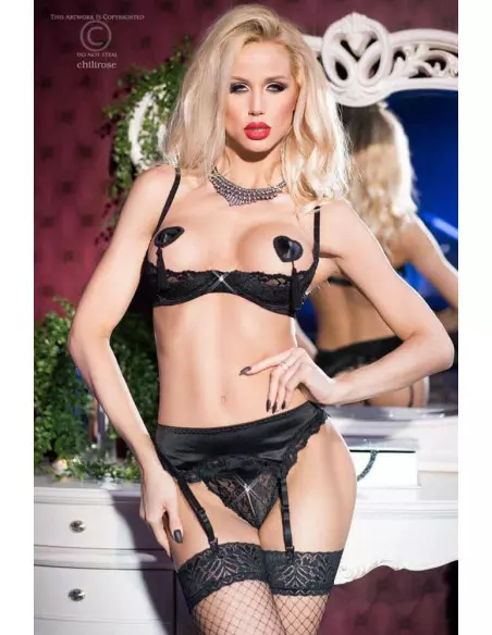 Fekete Open Bra 3 db-os Szett L Együttesek Chilirose