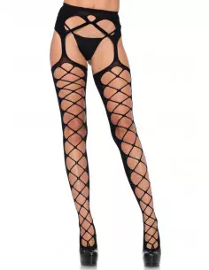 Diamond net opaque stockings, black, O/S Harisnyák - Harisnyatartók Leg Avenue