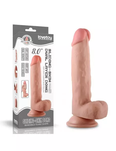 8'' Sliding Skin Dual Layer Dong Dildó Dongok - Dildók Lovetoy