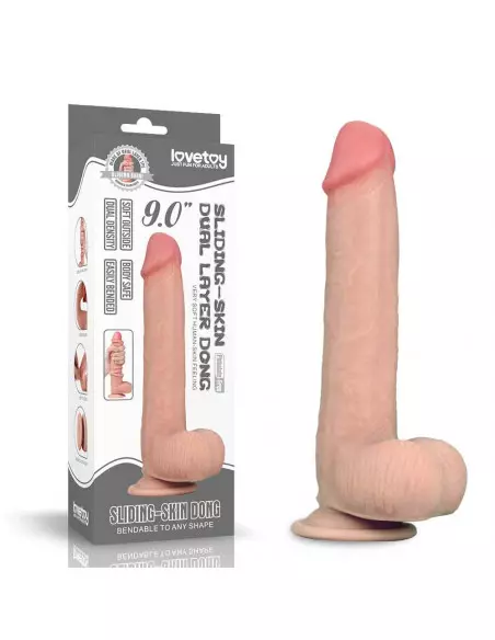 9'' Sliding Skin Dual Layer Dong Dildó Dongok - Dildók Lovetoy