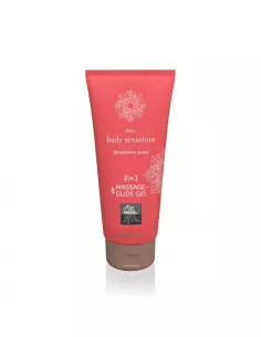 Masszázs és Síkosító Gél 2 in 1 - Strawberry scent 200ml Masszázsgyertyák és olajok Shiatsu 2
