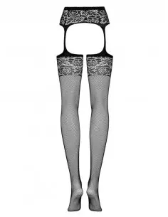 Garter stockings S500 black S/M/L Harisnyák - Harisnyatartók Obsessive