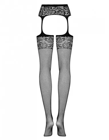 Garter stockings S500 black S/M/L Harisnyák - Harisnyatartók Obsessive