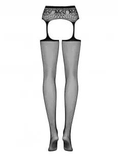 Garter stockings S307 black S/M/L Harisnyák - Harisnyatartók Obsessive
