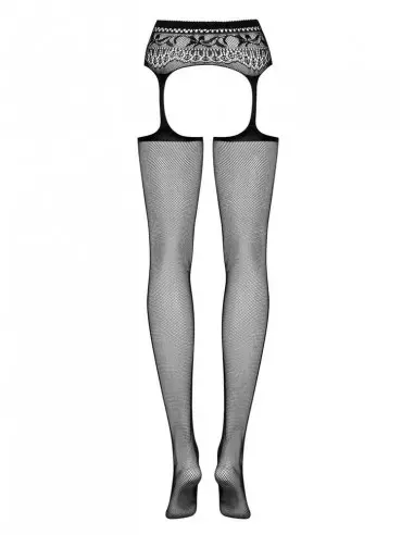Garter stockings S307 black S/M/L Harisnyák - Harisnyatartók Obsessive