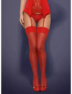 S800 stockings red L/XL Harisnyák - Harisnyatartók Obsessive