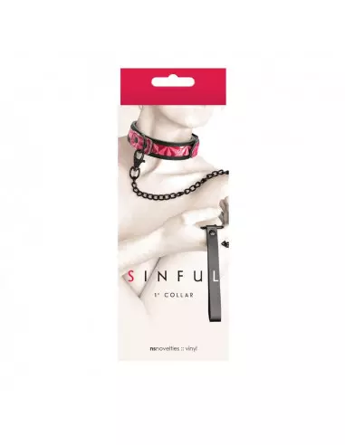 Sinful - 1'' Collar - Pink Nyakörv Pórázzal Nyakörv és póráz NS Toys