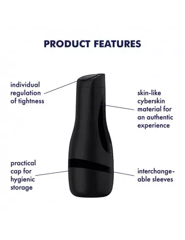 Men Classic (Black) Maszturbátor Férfi maszturbátorok Satisfyer