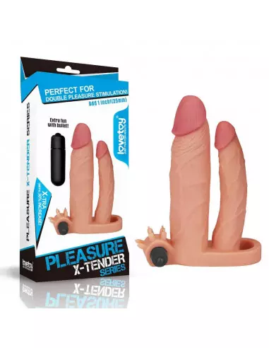 Add 1" Vibrating Double Penis Sleeve Péniszköpeny Péniszköpenyek - Hosszabítók Lovetoy