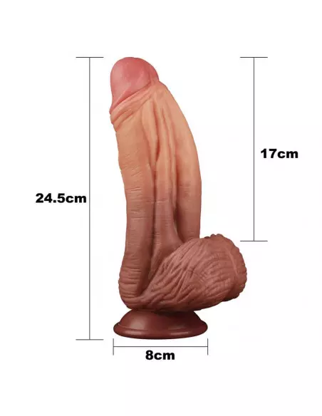 10" Dual-layered Silicone Nature Cock Brown Dildó Dongok - Dildók Lovetoy
