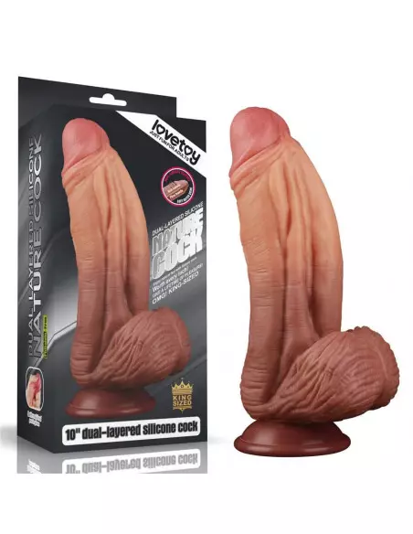 10" Dual-layered Silicone Nature Cock Brown Dildó Dongok - Dildók Lovetoy