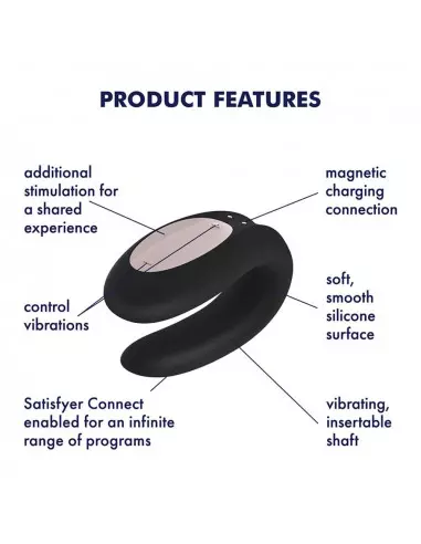 Double Joy (Black) Okos Párvibrátor Okos vibrátorok Satisfyer