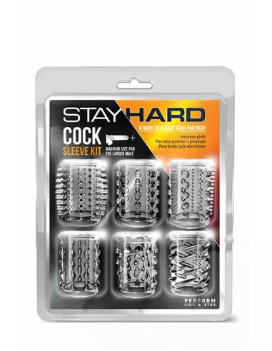 Stay Hard Cock Sleeve Kit Clear Péniszgyűrű Péniszgyűrűk - Mandzsetták Blush