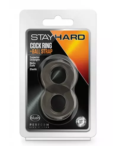 STAY HARD BALL STRAP BLACK Péniszgyűrű Péniszgyűrűk - Mandzsetták Blush