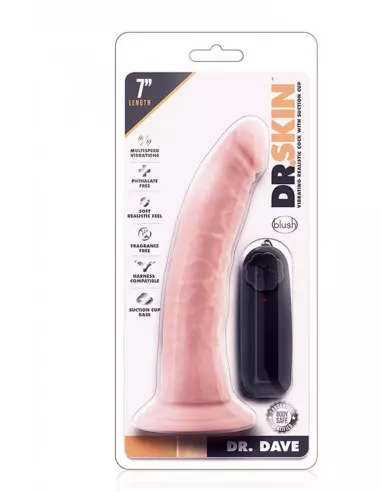 DR. SKIN DR. DAVE 7INCH VIBRATING COCK Vibrátor Realisztikus vibrátorok Blush