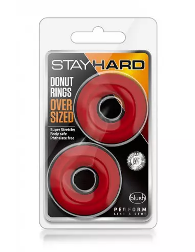STAY HARD DONUT RINGS OVERSIZED RED Péniszgyűrű Péniszgyűrűk - Mandzsetták Blush