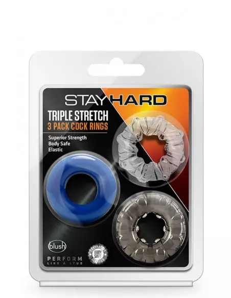 STAY HARD TRIPLE STRETCH 3PACK Péniszgyűrű Péniszgyűrűk - Mandzsetták Blush