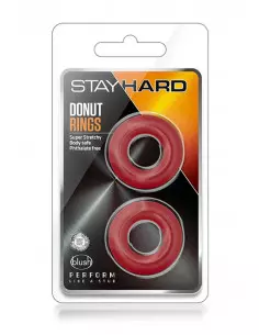 STAY HARD DONUT RINGS RED Péniszgyűrű Péniszgyűrűk - Mandzsetták Blush