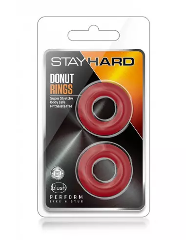STAY HARD DONUT RINGS RED Péniszgyűrű Péniszgyűrűk - Mandzsetták Blush