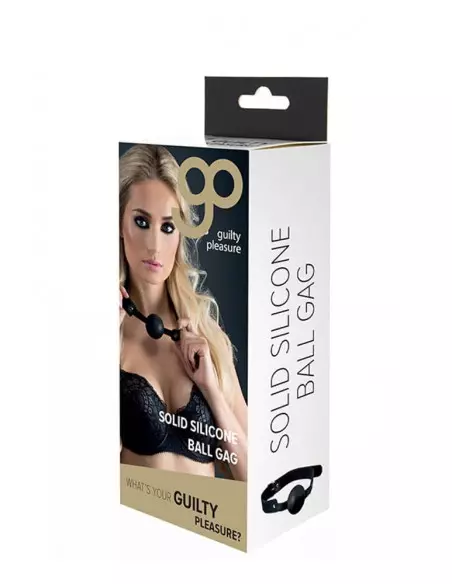 GP Solid Silicone Ball Gag Black Szájpecek Szájpöckök Guilty Pleasure
