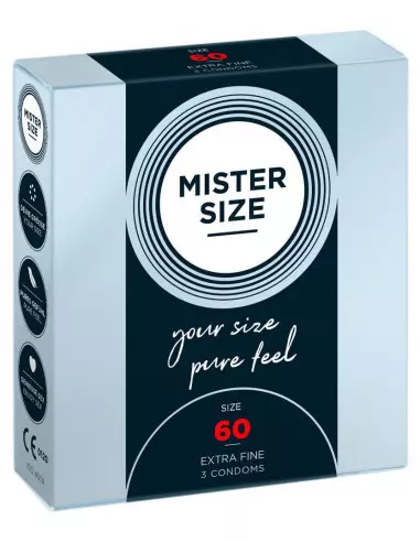 MISTER SIZE 60 mm-es Óvszer 3 DB Óvszerek Mister Size