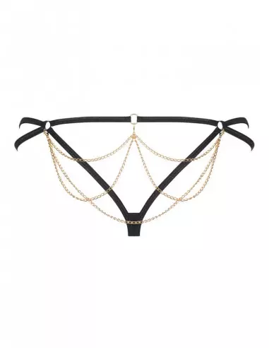 Leopárdia Tanga Fekete S/M Női fehérneműk Obsessive