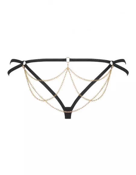 Leopárdia Tanga Fekete S/M Női fehérneműk Obsessive