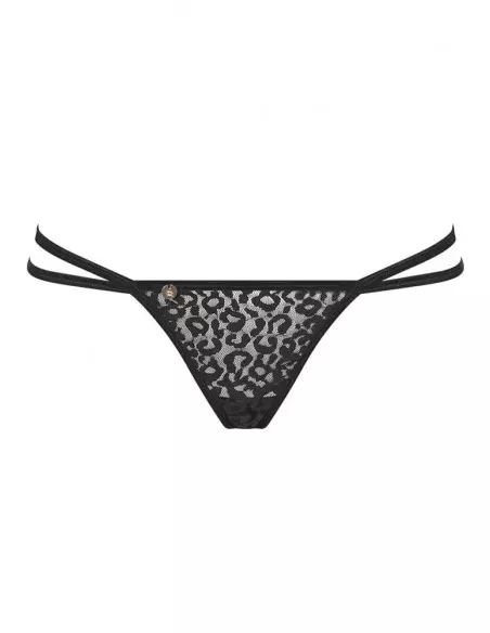 Leopárdia Tanga Fekete S/M Női fehérneműk Obsessive
