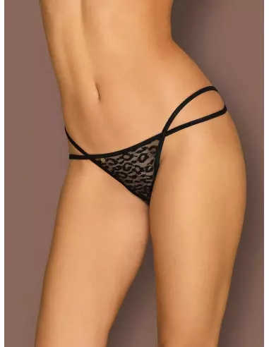 Leopárdia Tanga Fekete S/M Női fehérneműk Obsessive