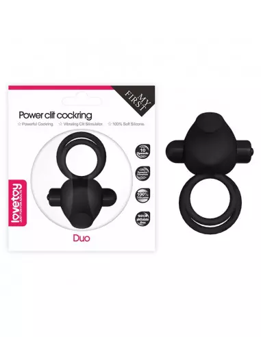 Power Clit Duo Silicone Black Péniszgyűrű Péniszgyűrűk - Mandzsetták Lovetoy