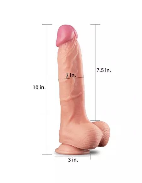 10" Dual Layer Platinum Silicone Cock Dildó Dongok - Dildók Lovetoy