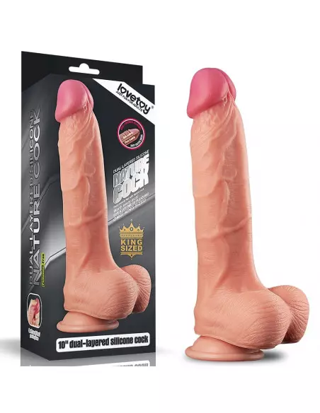 10" Dual Layer Platinum Silicone Cock Dildó Dongok - Dildók Lovetoy