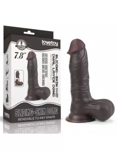 7.8'' Sliding Skin Dual Layer Dong Brown Dildó Dongok - Dildók Lovetoy