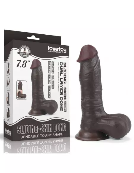 7.8'' Sliding Skin Dual Layer Dong Brown Dildó Dongok - Dildók Lovetoy