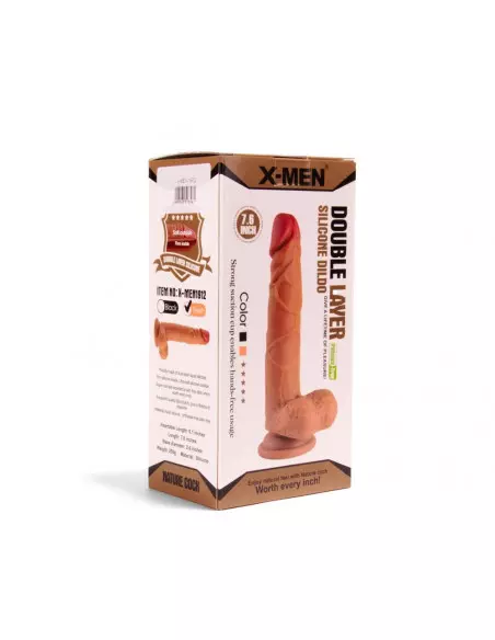 XMEN 7.6 inch Double Layer Silicon Dildó Brown Dongok - Dildók X-Men