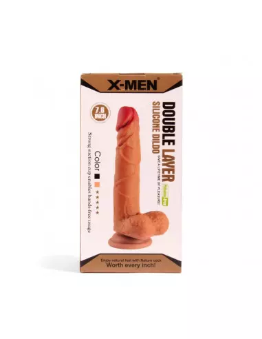 XMEN 7.6 inch Double Layer Silicon Dildó Brown Dongok - Dildók X-Men