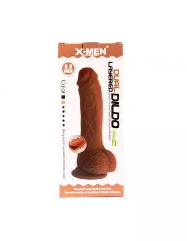 X-MEN 8.8 inch Dual Layered Dildó Brown Dongok - Dildók X-Men