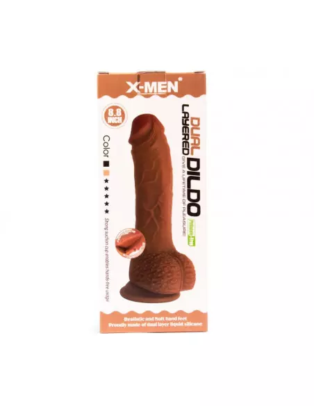 X-MEN 8.8 inch Dual Layered Dildó Brown Dongok - Dildók X-Men