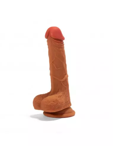 X-MEN 8.3 inch Double Layer Silicone Dildó Brown Dongok - Dildók X-Men