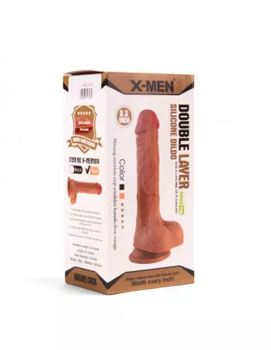 X-MEN 8.3 inch Double Layer Silicone Dildó Brown Dongok - Dildók X-Men
