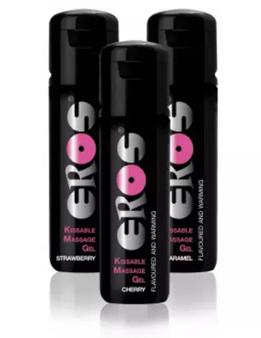 EROS Pleasure - Kissable Massage Gel Warming - STRAWBERRY - Vízbázisú Síkosító100ml Masszázsgyertyák és olajok Eros