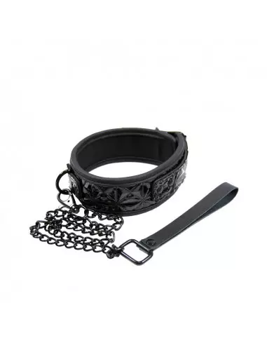 Sinful Collar Black Nyakörv Pórázzal Nyakörv és póráz NS Toys