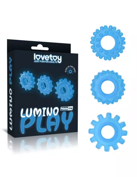 Lumino Play Penis Ring 3 pcs Péniszgyűrű Péniszgyűrűk - Mandzsetták Lovetoy