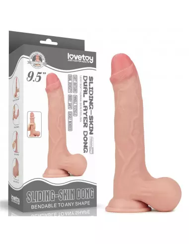 9.5'' Sliding Skin Dual Layer Dong - Whole Testicle Dildó Dongok - Dildók Lovetoy