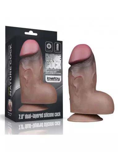 7" Dual-Layered Silicone Nature Cock Brown Dildó Dongok - Dildók Lovetoy