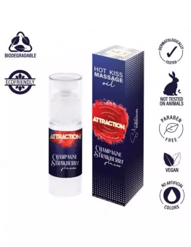 ATTRACTION CHAMPAGNE STRAWBERRY Masszázsolaj 50 ML Masszázsgyertyák és olajok Mai Attraction