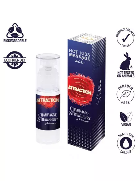 ATTRACTION CHAMPAGNE STRAWBERRY Masszázsolaj 50 ML Masszázsgyertyák és olajok Mai Attraction