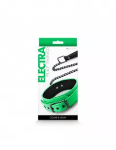 Electra - Collar & Leash - Green Nyakörv Pórázzal Nyakörv és póráz NS Toys