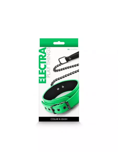 Electra - Collar & Leash - Green Nyakörv Pórázzal Nyakörv és póráz NS Toys